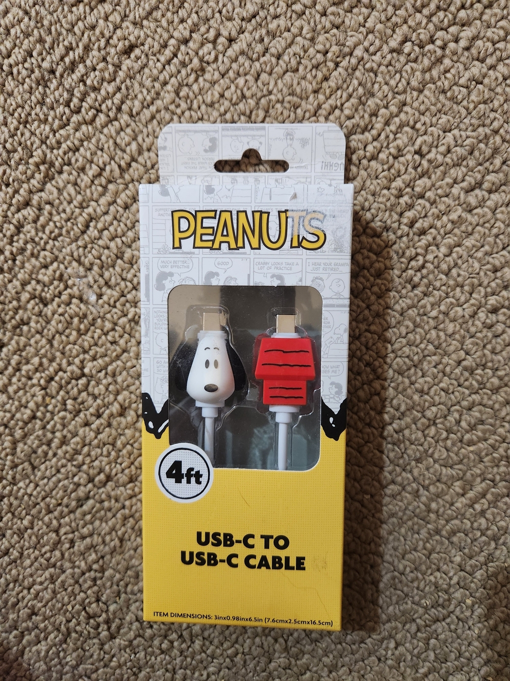 Brand New Box of Peanuts USB-C to USB-C Cable 4ft – White & Red
